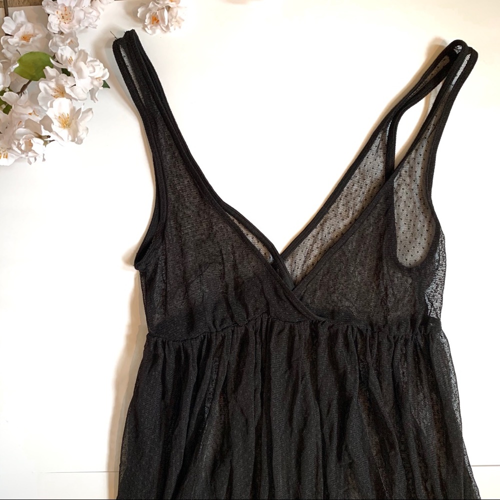 Sheer black polka dot swim coverup
